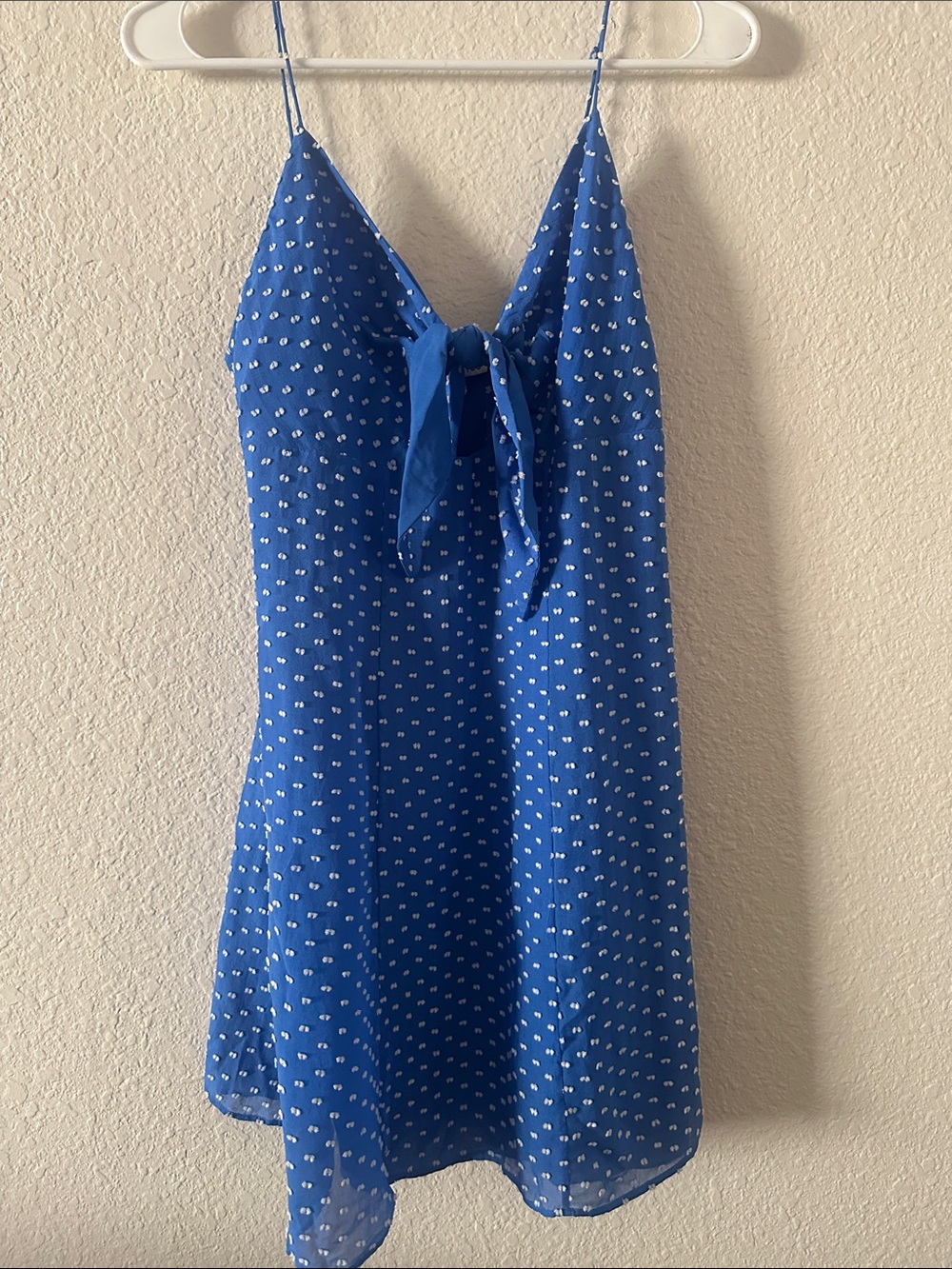 Alice + Olivia Royal Blue Polka Dot Tie-Front Mini Dress